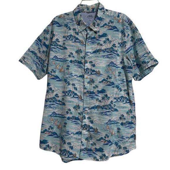 IZOD Saltwater Hawaiian Shirt Men's XL Multicolor Relaxed Button-up Toile Print - Picture 1 of 9